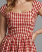 Ladies Vichy Check Midi Dress
