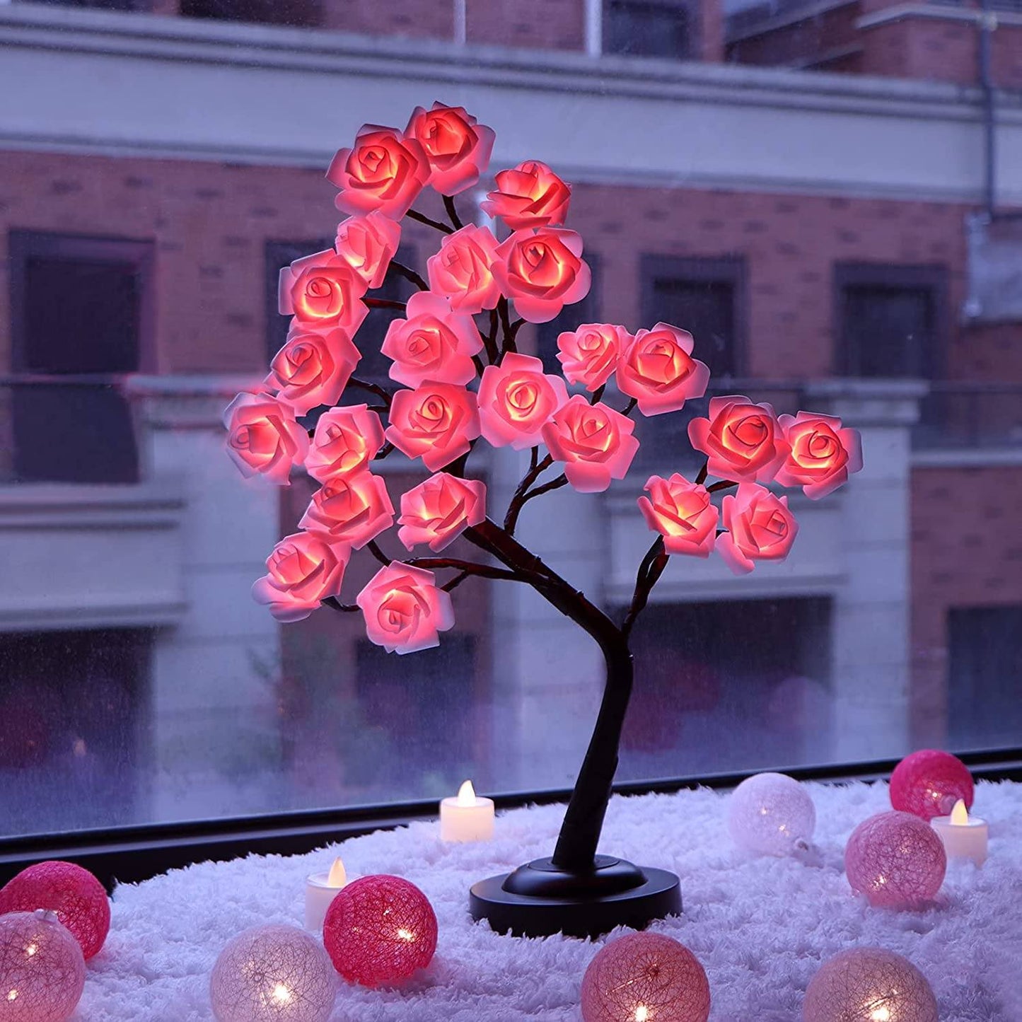 Bordsskiva ros blomma träd ljus