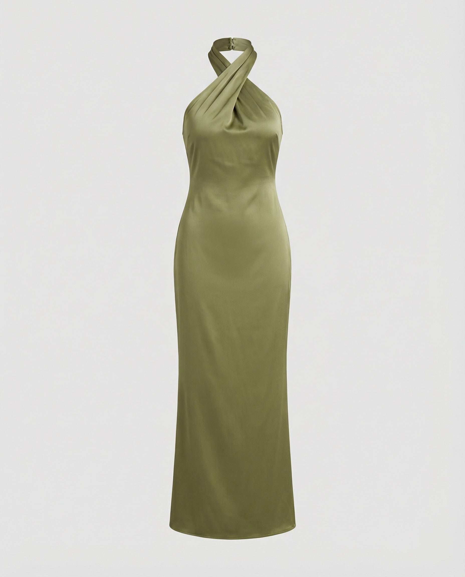 Women Elegant Evening Dress with Asymmetric Halterneck and Figure-Hugging Cut