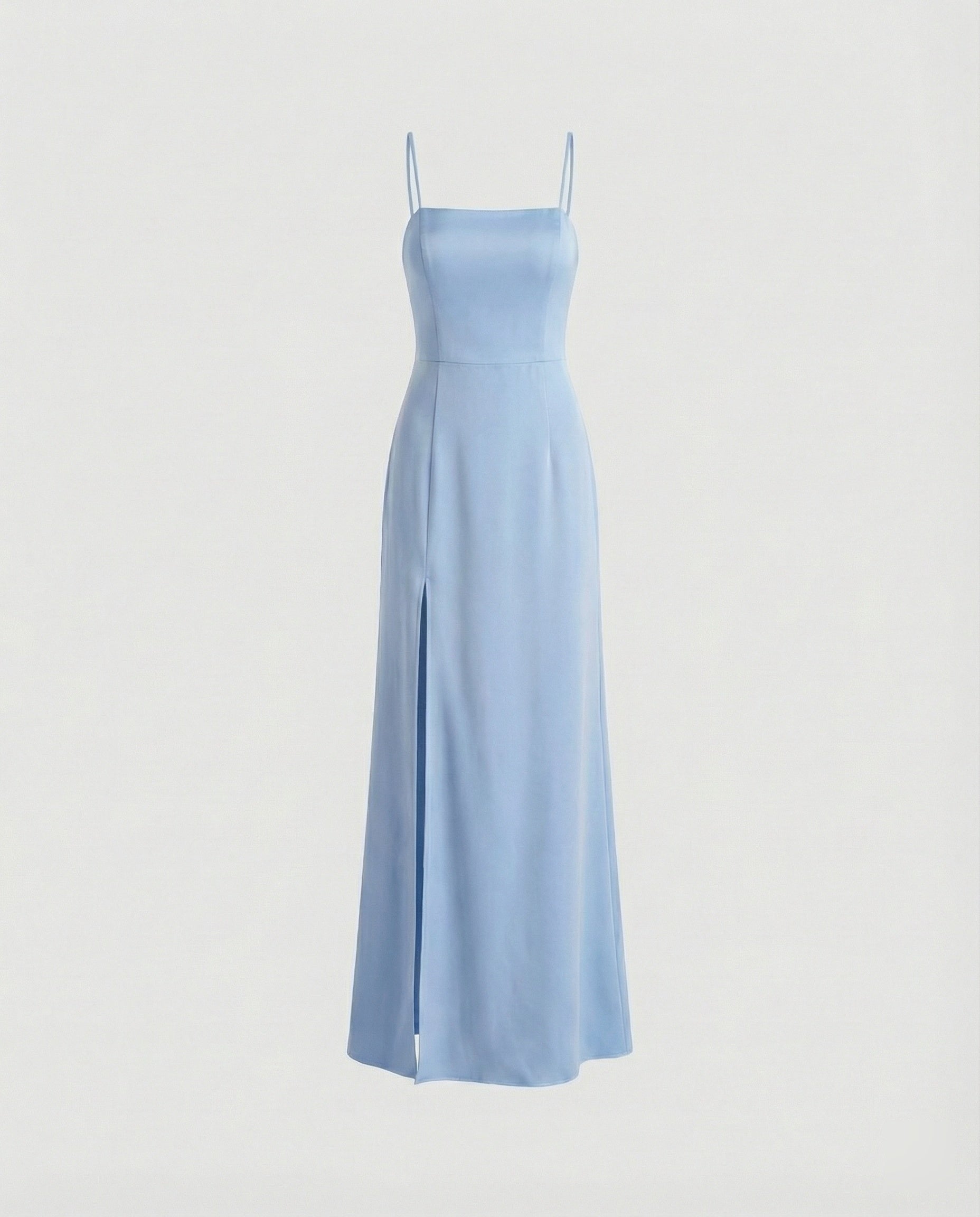 Women's Elegant Evening Dress with Flowing Skirt and Deep Slit