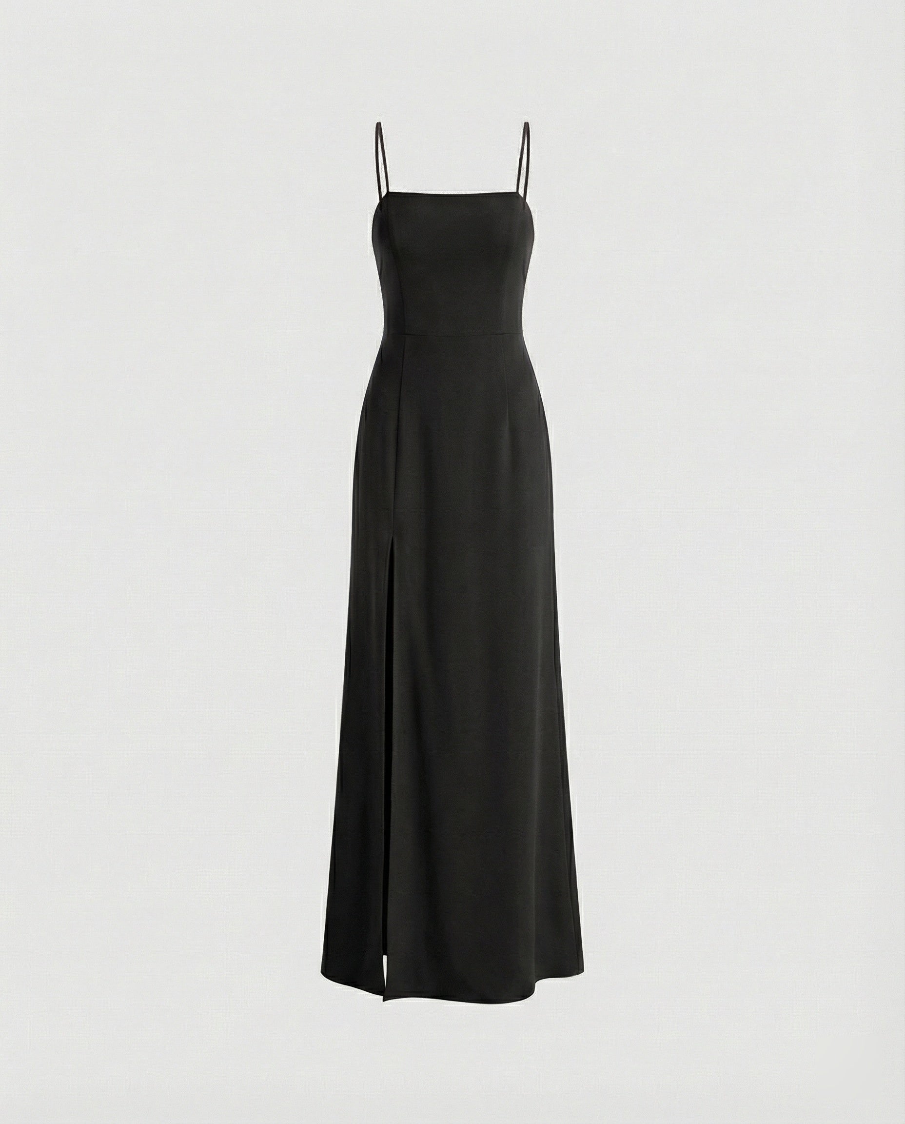 Women's Elegant Evening Dress with Flowing Skirt and Deep Slit