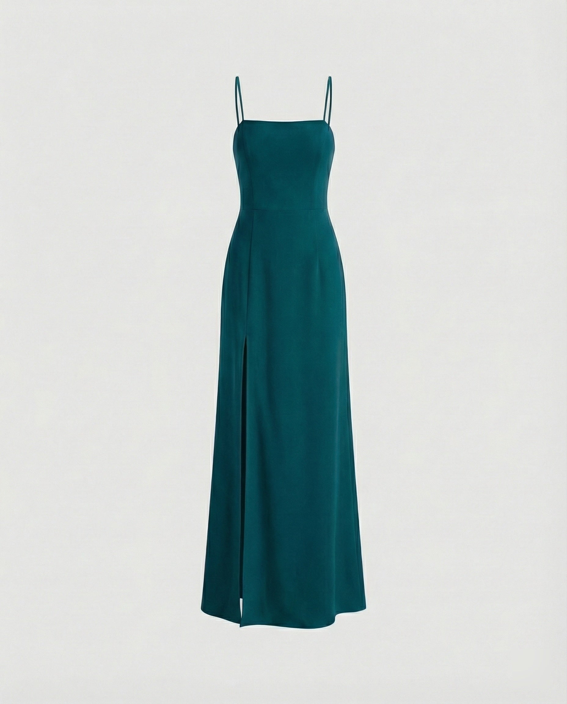 Women's Elegant Evening Dress with Flowing Skirt and Deep Slit