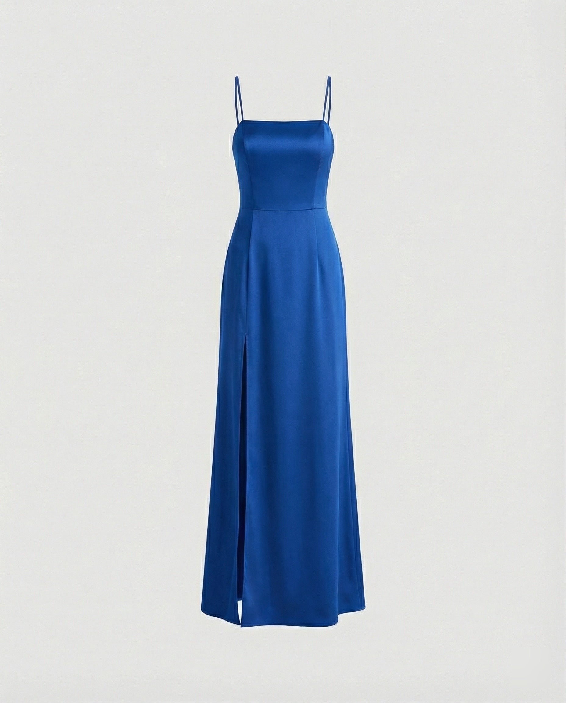 Women's Elegant Evening Dress with Flowing Skirt and Deep Slit