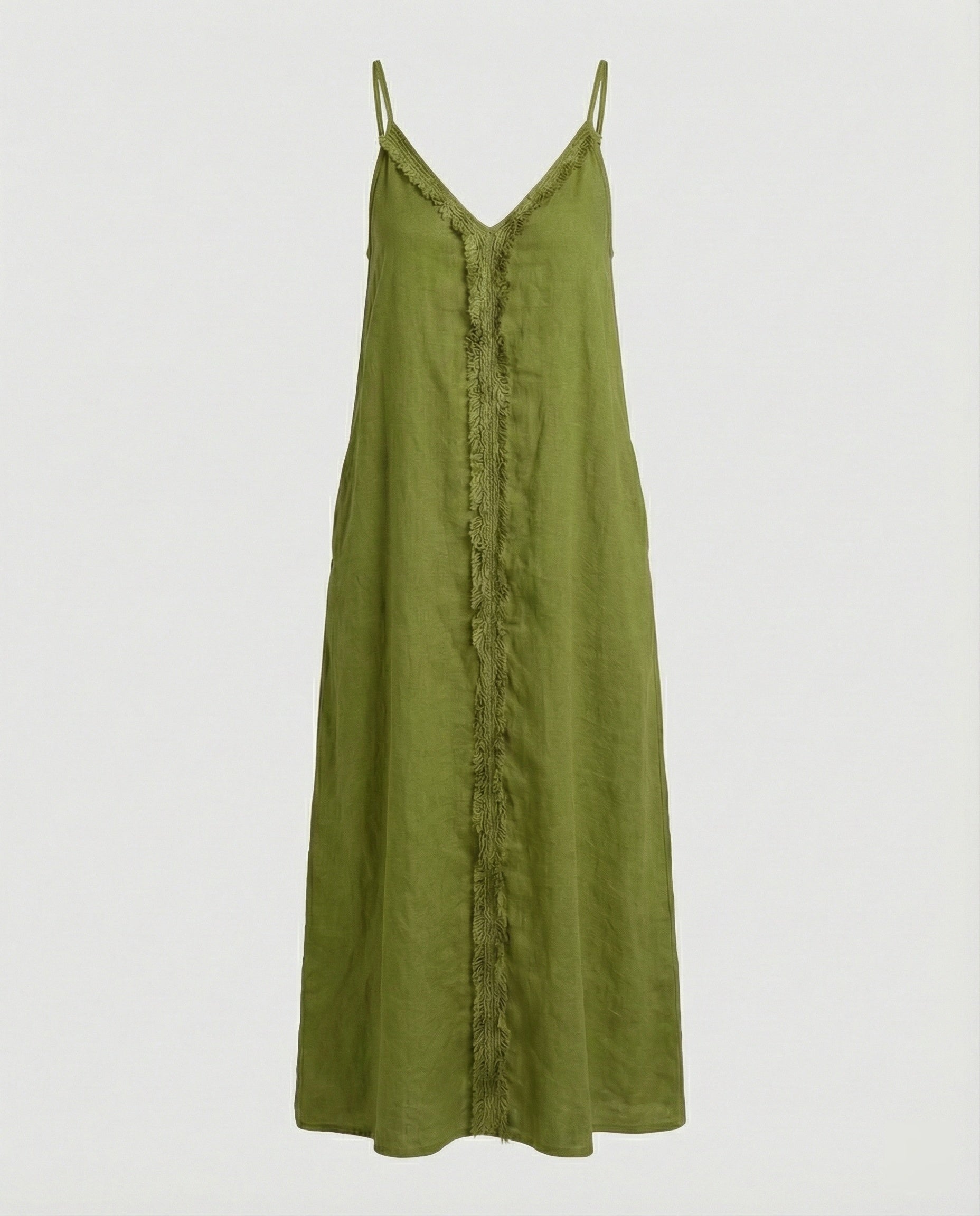 Women’s Maxi Dress with Casual V-Neck and Side Pockets