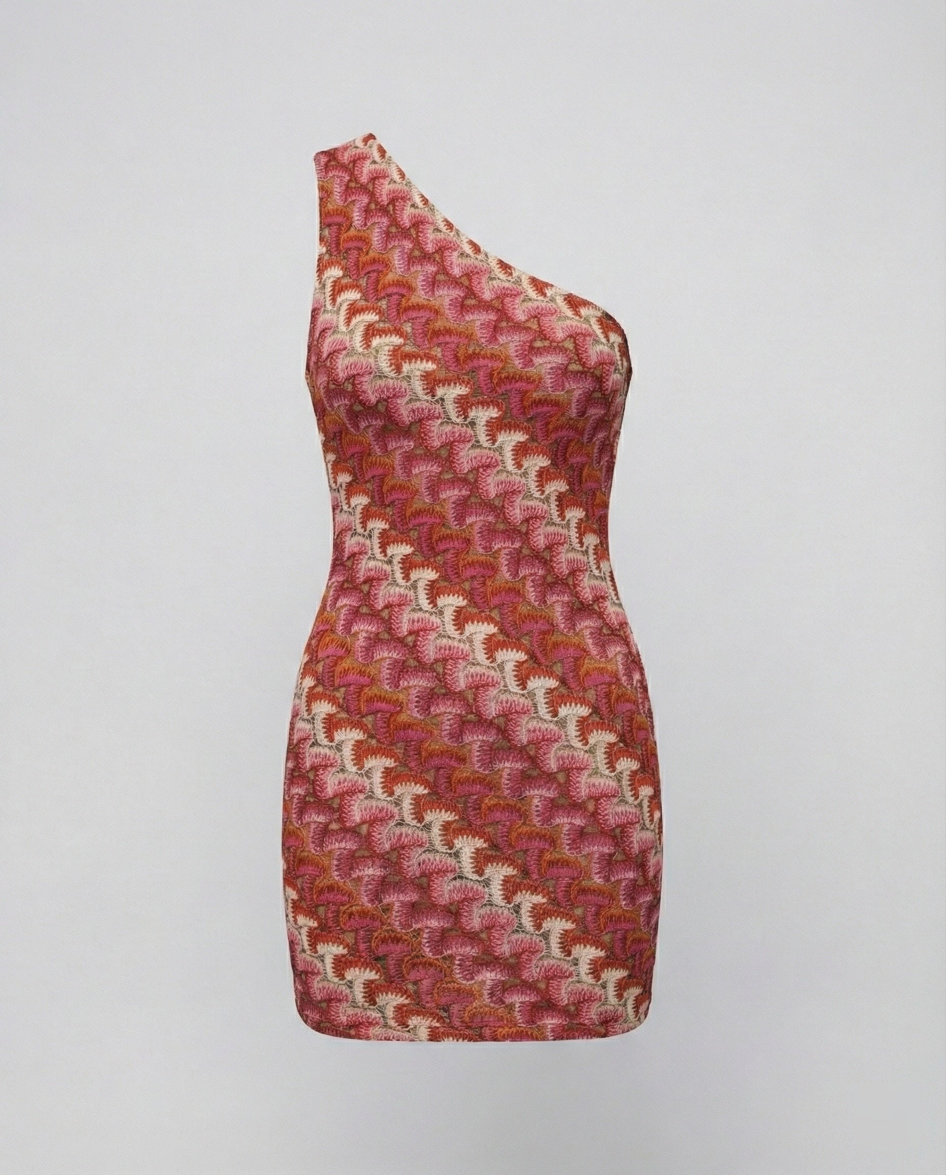 Women's asymmetrical mini dress with modern wave pattern
