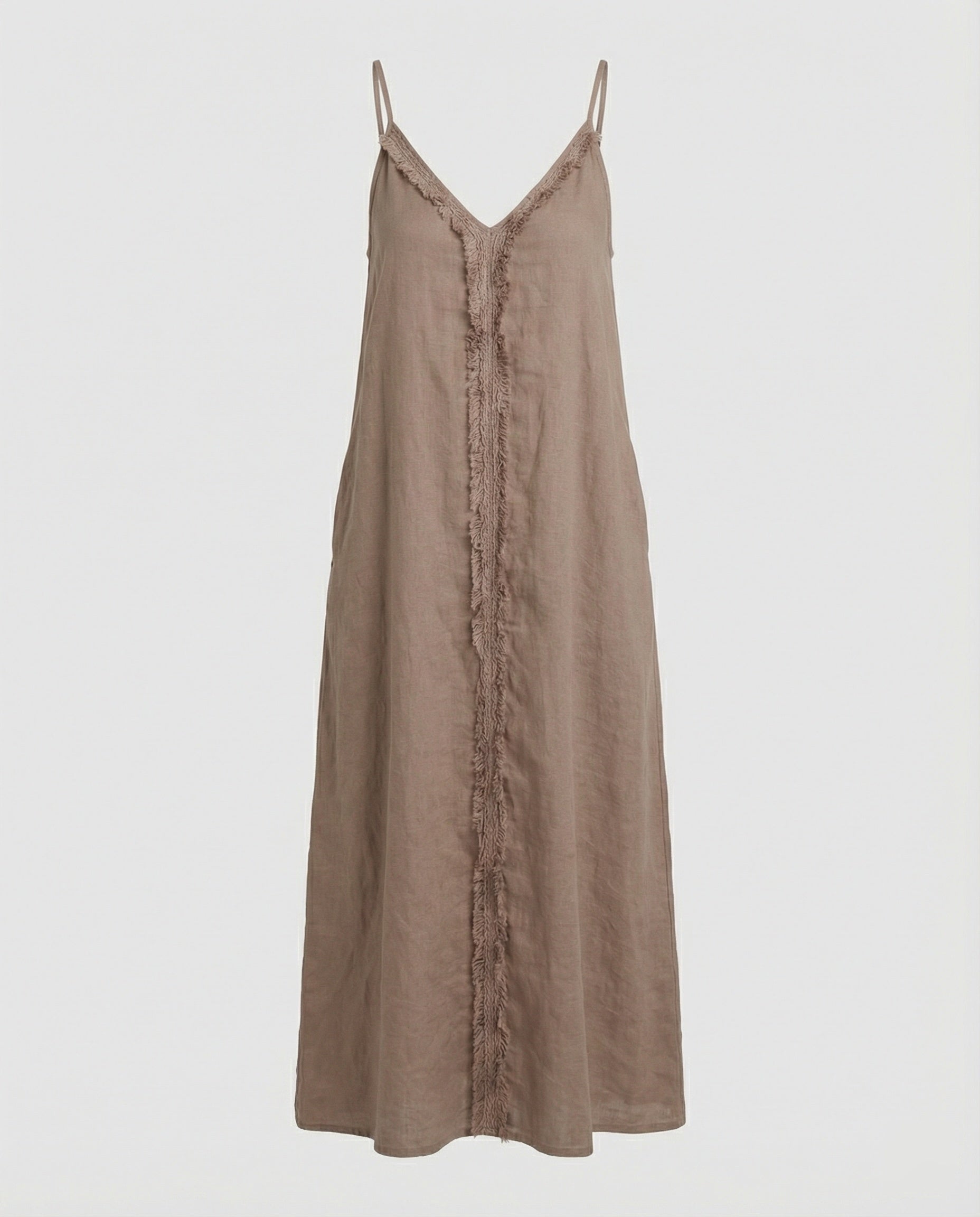 Women’s Maxi Dress with Casual V-Neck and Side Pockets